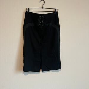 Body By Victoria Black Knee-Length High Waist Pencil Skirt 8 Goth Dark Academia